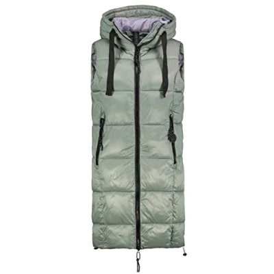 Abbildung von Fresh Made Steppweste Lange Stepp Weste Kapuze Übergangs Herbst Frühlings Windbreaker