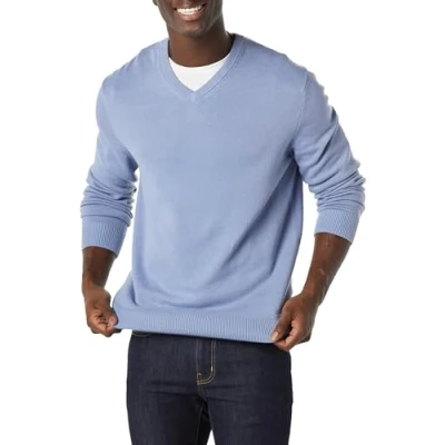 Abbildung von Amazon Essentials Herren Pullover mit V Ausschnitt (in Übergröße erhältlich), Hellblau, S