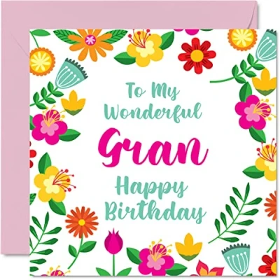 Abbildung von Stuff4 Lustige Geburtstagskarten für Oma wunderbare weibliche niedliche Geburtstagskarte von Enkel, Enkelin, Oma, besondere Geburtstagsgeschenke, 145 mm x florale Grußkarten