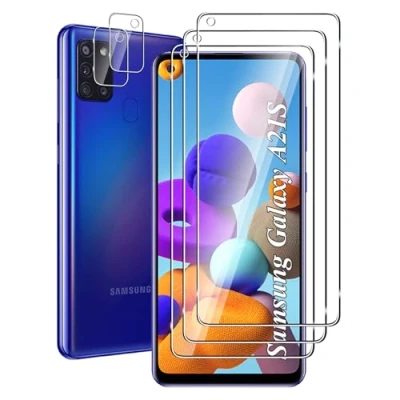 Abbildung von FWKDWHPH [3+2 Stück Temperglas Schutzfolie für Samsung Galaxy A21S Panzerglas und Kamera Schutzfolie,9H Härte,kratzfest,blasenfrei,HD Displayschutz