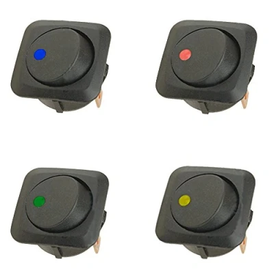 Abbildung von Mintice 4 Stück 12V 25A KFZ Schalter EIN/AUS Wippenschalter Beleuchtet Blau Rot Grün Gelb 25mm