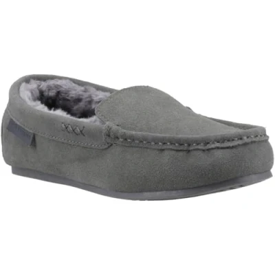 Abbildung von Hush Puppies Annie Mokassin Wildleder Damen Grau Hausschuhe