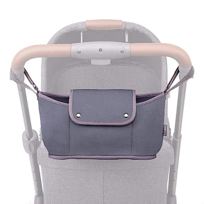Abbildung von Zamboo Kinderwagen Tasche Neopren Dunkelgrau, Buggy Organizer mit Getränkehalter