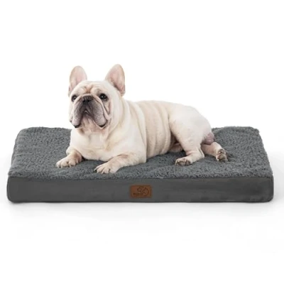 Abbildung von BEDSURE orthopädisches Hundebett kleine Hunde 76x51x7.6cm Hundekissen flauschig Hundematte waschbar Hundematratze in dunkelgrau für
