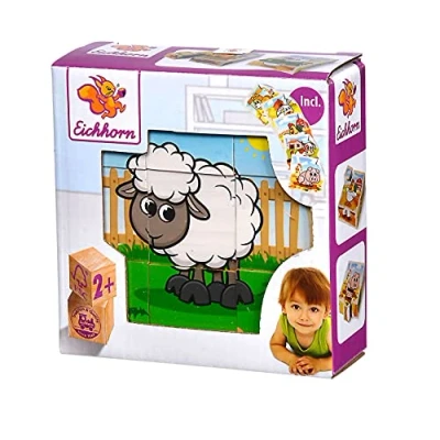 Abbildung von Eichhorn Puzzle 9 Teile Kinder Würfel Holz Bauernhof 100005203, Puzzleteile