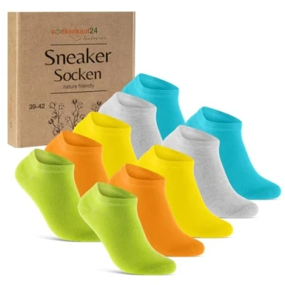 Abbildung von 10 Paar Sneaker Socken Herren Damen Baumwolle Komfortbund ohne Naht 70102T WP (Bunt 43 46)