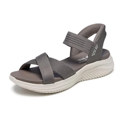 Abbildung von Skechers Damen Ultra Flex 3.0 Never Netter Hands Free Slip ins Sandale, Dark Taupe, 35 EU