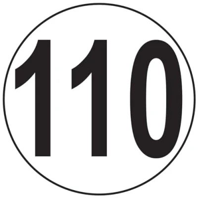 Abbildung von Aufkleber, selbstklebend, Motiv Macaron, Geschwindigkeitsbegrenzung, Reisebusse, Traktor, schwer, LKW, 110 km/h, 20 cm Durchmesser