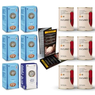 Abbildung von DELICRET 5x 1kg La Napoletana + Semola 12x 400g NOLANO San Marzano Tomaten DOP ganz &amp; geschält Pizza Soße NEAPOLITANISCHE REZEPTE (1x Bundle)