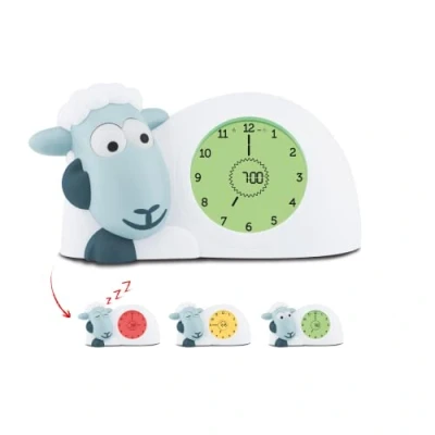 Abbildung von ZAZU Sam The Lamb Uhr Schlafcoach und Nachtlicht für Kinder Bringt Ihrem Kind mit visuellen Indikatoren bei, wann es aufwachen soll Einstellbare Helligkeit Automatische Abschaltung (Blau)