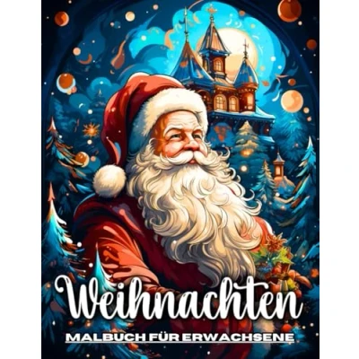 Abbildung von Weihnachten Malbuch für Erwachsene: Frohes Ausmalbuch Erwachsene und Senioren in Großdruck, mit Winterszenen, Weihnachtsmann, Christbäumen mehr zum Ausmalen Stressabbau
