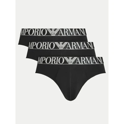 Abbildung von Emporio Armani Herren Shiny Logoband 3 Pack Brief Slip, Nero/Nero/Nero, S