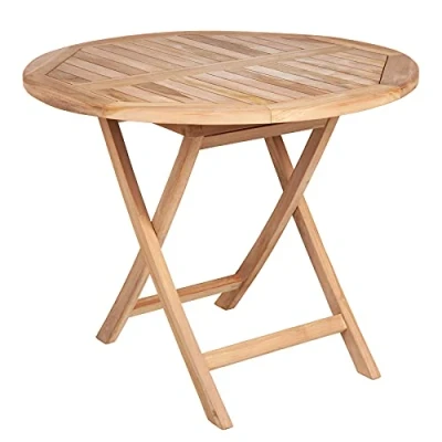 Abbildung von Riess Ambiente Massiver Gartentisch Empire Teak 90cm Teakholz rund klappbar Outdoortisch Garten Tisch Balkontisch