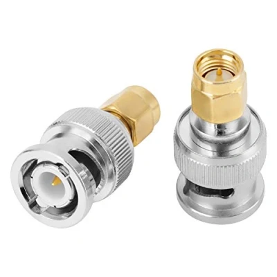 Abbildung von BNC Stecker auf SMA Stecker, J/SMA J Koaxial Adapter, Konverter, vergoldeter Kupferkern Testkonverter, 2 Stück