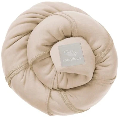 Abbildung von manduca Sling elastisches Babytragetuch für Neugeborene ab 3,5 kg und Babys bis 15 stabiles Tragetuch aus weichem Jersey Strickstoff 100% Baumwolle (Bio) Einheitsgröße, powder