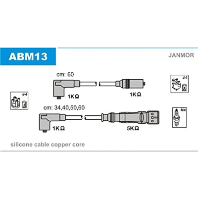 Abbildung von JANMOR ABM13 Zündkabelsatz VOLKSWAGEN: Golf 3, Passat B3/B4 Variant, 4 Cabrio, SEAT: TOLEDO 1