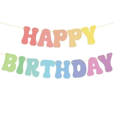 Abbildung von Happy Birthday Girlande Deko Geburtstag Banner Hängende Dekoration Erste Baby Dusche Party Geburtstagsdeko Geschenkidee zur Junge Mädchen Foto Hintergrund Hängedeko (Pastell)