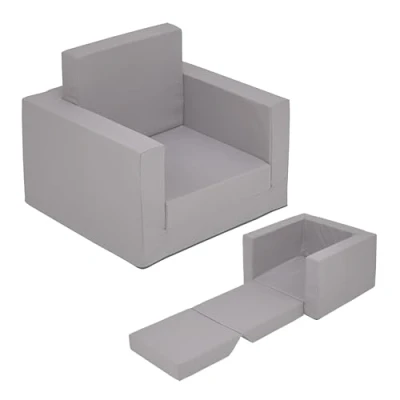 Abbildung von Spetebo Kindersessel Polstersessel 2in1 ausklappbar grau 48 x 41 cm (Artikel, 1 St., Stück), zum Aufklappen