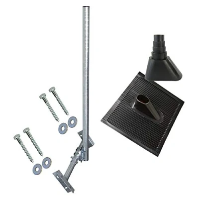Abbildung von Premium X Basic X120 48F SAT TV Dachsparrenhalter komplett feuerverzinkt 120cm Mast Aufdach Sparren Halterung für Satellitenschüssel + UKW LTE Antenne Dach Montage Set schwarz