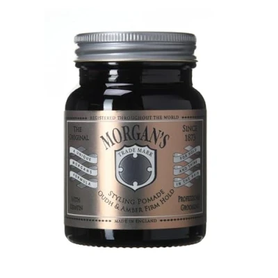 Abbildung von Morgan&#039;s Pomade Haar Styling für Männer, Mittlerer Glanz und starker Halt alle Haartypen, Angereichert mit Keratin, Oud Amber Duft 100g