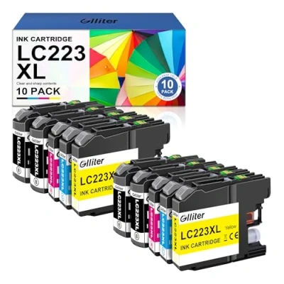 Abbildung von Glliter LC223XL Druckerpatronen LC223 für Brother MFC J5320DW Patronen Kompatibel mit J4620DW J480DW J4420DW J5625DW J880DW DCP J4120DW (10er Pack)