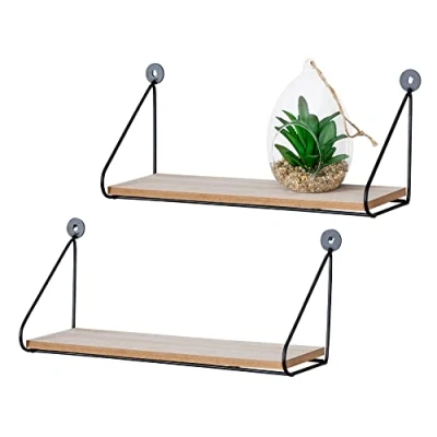 Abbildung von Levandeo® Wandregal, 2er Set Wandregal Regal 30x10cm Metall Schwarz Holz MDF Natur Modern