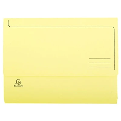 Abbildung von Exacompta 46779E 50er Pack Aktenmappen SUPER DIN A4. Aus stabilen Manila Karton mit Beschriftungslinlien Pastellfarbe Gelb. Ideal für die Aufbewahrung Ihrer Dokumente Sammelmappe
