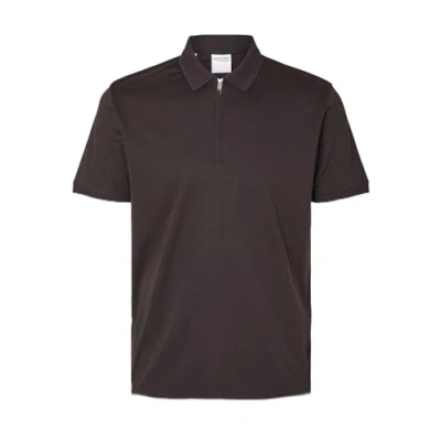 Abbildung von Selected Homme Slhfave ZIP Poloshirt, Herren, Größe: Small, Chocolate torte