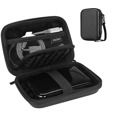 Abbildung von ProCase Externe Festplattentasche Case 6,35cm 2,5 Zoll Eva Universal Elektronik Powerbank Tasche Schutzhülle Kabeltasche Reise Organizer für wd My Passport Mobile, Zubehör, Kabel, HDD, SSD Schwarz