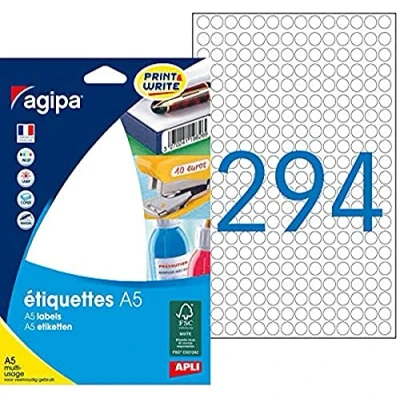 Abbildung von agipa 114001 Vielzweck Etiketten, Durchmesser: 8 mm, rund, weiß