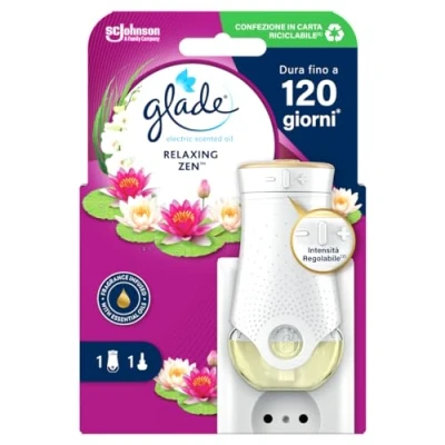 Abbildung von Glade Elektrischer Raumduft mit ätherischen Ölen, Duft Relaxing Zen, 1 Diffusor und Nachfüllpackung