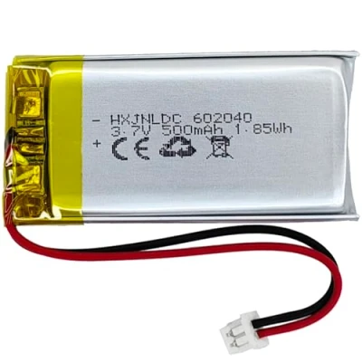 Abbildung von DC 3.7V 500mAh 602040 wiederaufladbare Lithium Polymer Batterie passend für DIY 3.7 5V elektronische Produkte mit eingebautem 2 Draht Batterieaustausch und LED Leuchten