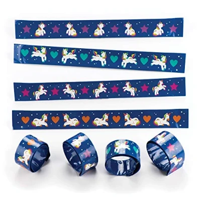 Abbildung von Baker Ross Schnapparmbänder „Regenbogen Einhorn“ für Kinder perfekt als kleine Partyüberraschung (4 Stück)