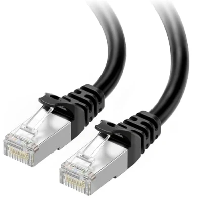 Abbildung von Cable Matters Snagless 10 Gigabit Cat 6a LAN Kabel 15 Meter, Cat6a (SSTP, SFTP) Ethernet Kabel, WLAN Lankabel Cat6a, Geschirmtes in Schwarz RJ45 Netzwerkkabel 15m