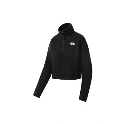 Abbildung von The North Face 100 Glacier Cropped ¼ ZIP Fleecepullover, Damen, Größe: Large, Black