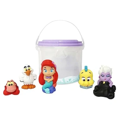 Abbildung von Disney Store Official Arielle, die Meerjungfrau Badespielzeugset 5 Teile Mit Ursula, Fabius, Sebastian und Scuttle Eimer Siebdeckel Für Bad oder Planschbecken Ab 6 Monaten