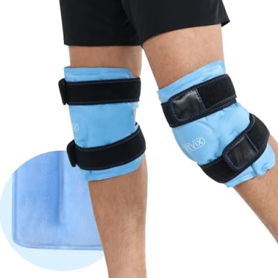 Abbildung von REVIX Knie Kühlpads Kalte Therapie, Kühlmanschette Kühlpack Gel Kälte Kompressen Therapie Wiederverwendbare für Beinverletzung, Schwellungen, 2 Stück