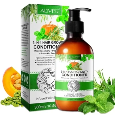 Abbildung von P Beauty Conditioner mit Biotin, Rosmarin, Minze &amp; Kürbis, Vegan, Silikonfrei repariert geschädigtes Haar, spendet Feuchtigkeit, pflegt strapazierte Spitzen, Glanz Geschmeidigkeit alle Haartypen