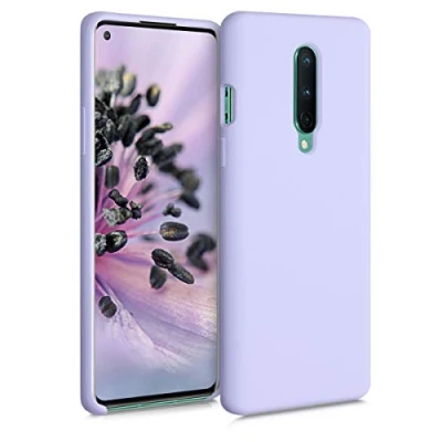 Abbildung von kwmobile Hülle kompatibel mit OnePlus 8 (2020) Silikon Handy Case Handyhülle weiche Oberfläche kabelloses Laden Pastell Lavendel