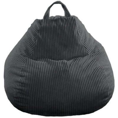 Abbildung von bananair Sitzsack Kinder Cordstoff Breit Gerippt Weich und Bequem Maschinenwaschbarer Bezug Leicht Transportierbar Bean Bag, Gaming mit Füllung (80 x 70 cm, Dunkelgrau)