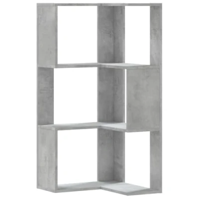 Abbildung von vidaXL Eckregal, Bücherregal Regal 3 Böden, Standregal Bücherschrank für Wohnzimmer, Aktenregal Büroregal Wandregal, Betongrau Holzwerkstoff