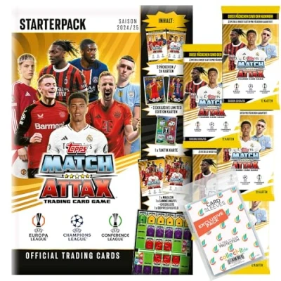 Abbildung von Bundle mit Match Attax Champions League 2024/25 Trading Cards 1 Starter + 5 Booster Exklusive Collect it Hüllen