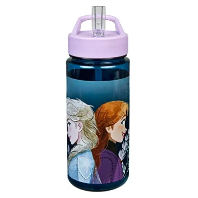 Abbildung von Scooli Trinkflasche Frozen für Kinder mit Motiv Wasserflasche aus Kunststoff BPA frei ca. 500ml Fassungsvermögen integrierter Strohhalm ideal Kindergarten und Schule