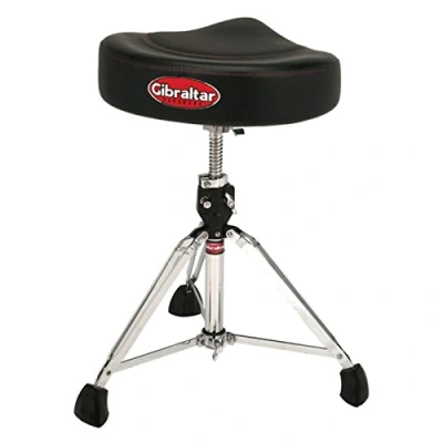 Abbildung von Gibraltar Schlagzeughocker, Drumhocker 9000 Series Saddle Pro 2 Tone, 9608 2T (Durchmesser: 40cm, Vinyl Sitzfläche, Memory Lock, Drehspindel zur Höhenverstellung, &#039;Super Foot&#039; Gummifüße)