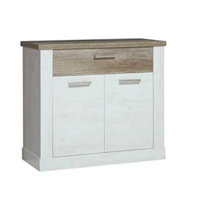 Abbildung von Newroom Sideboard Pinie Weiß Kommode Modern 101x90,3x41,3 cm (BxHxT) Highboard Anrichte [Coby.one] Wohnzimmer Wohnstube