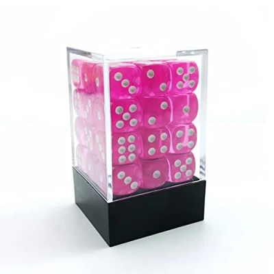 Abbildung von Bescon 12mm 6 Sided Dice 36 in Brick Box, Six Die (36) Block of Dice, Translucent Pink