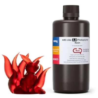 Abbildung von ELEGOO ABS Like 3.0 3D Drucker Resin Klarrot 1000g, 405nm UV Härtendes Printer Harz mit Hoher Zugfestigkeit und Biegefestigkeit für MSLA/LCD/DLP