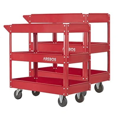 Abbildung von Arebos Werkstattwagen Rollwagen 2 er Set, 3 Fächer 2er max. Traglast:100,00 kg