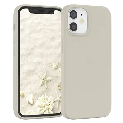 Abbildung von EAZY CASE Premium Silikon Handyhülle kompatibel mit iPhone 12 Mini, Slimcover Kameraschutz und Innenfutter, Silikonhülle, Schutzhülle, Bumper, Handy Case, Hülle, Softcase, Taupe