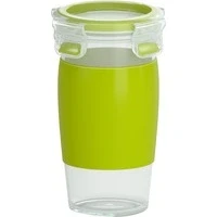 Abbildung von Emsa N10715 Clip &amp; Go Smoothie Becher 450 ml Fassungsvermögen Rund 100% dicht Spülmaschinenfest Transparent/Hellgrün 1 Stück (1er Pack)